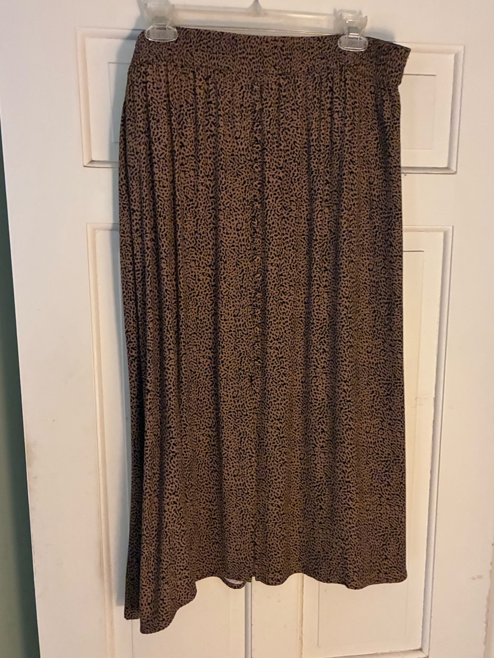 NWOT LOFT Brown Leopard-Print Midi Skirt Size Large